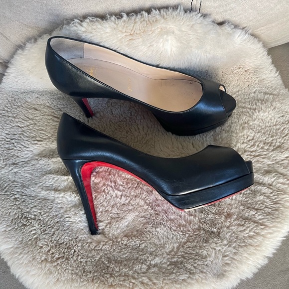 Christian Louboutin Leather Peep Toe Heels - Picture 3 of 11